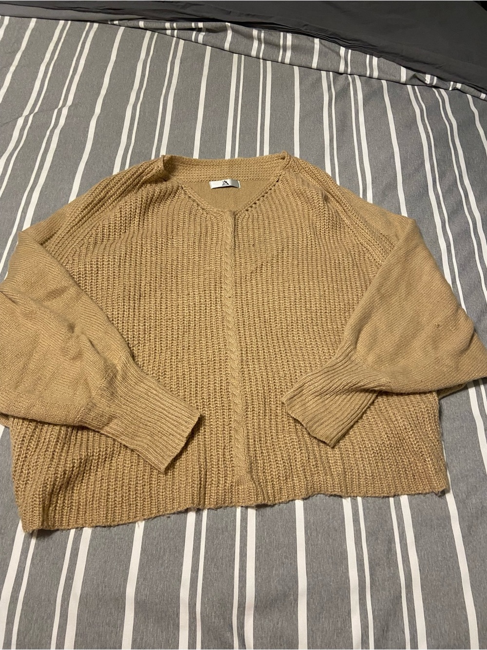 Source Unknown Camel Crewneck Chunky Knit Sweater